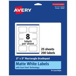 Avery - Scalloped Rectangle Labels, 2" x 3", 200 Labels - White