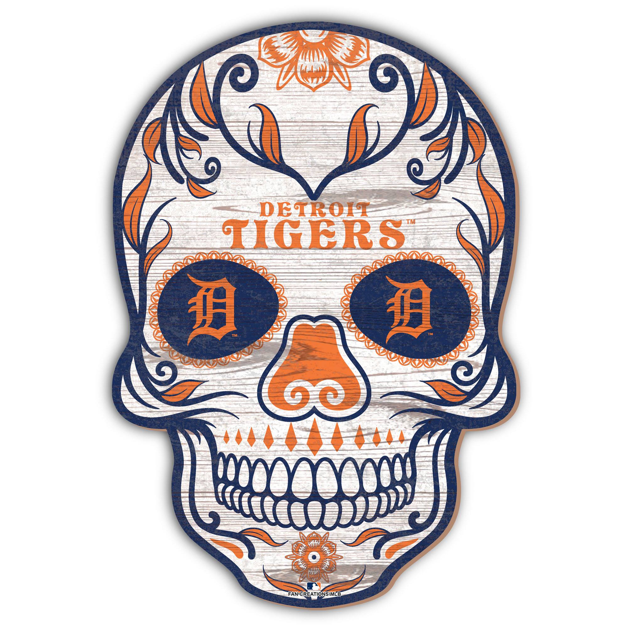 Detroit Tigers 12'' Sugar Skull Sign