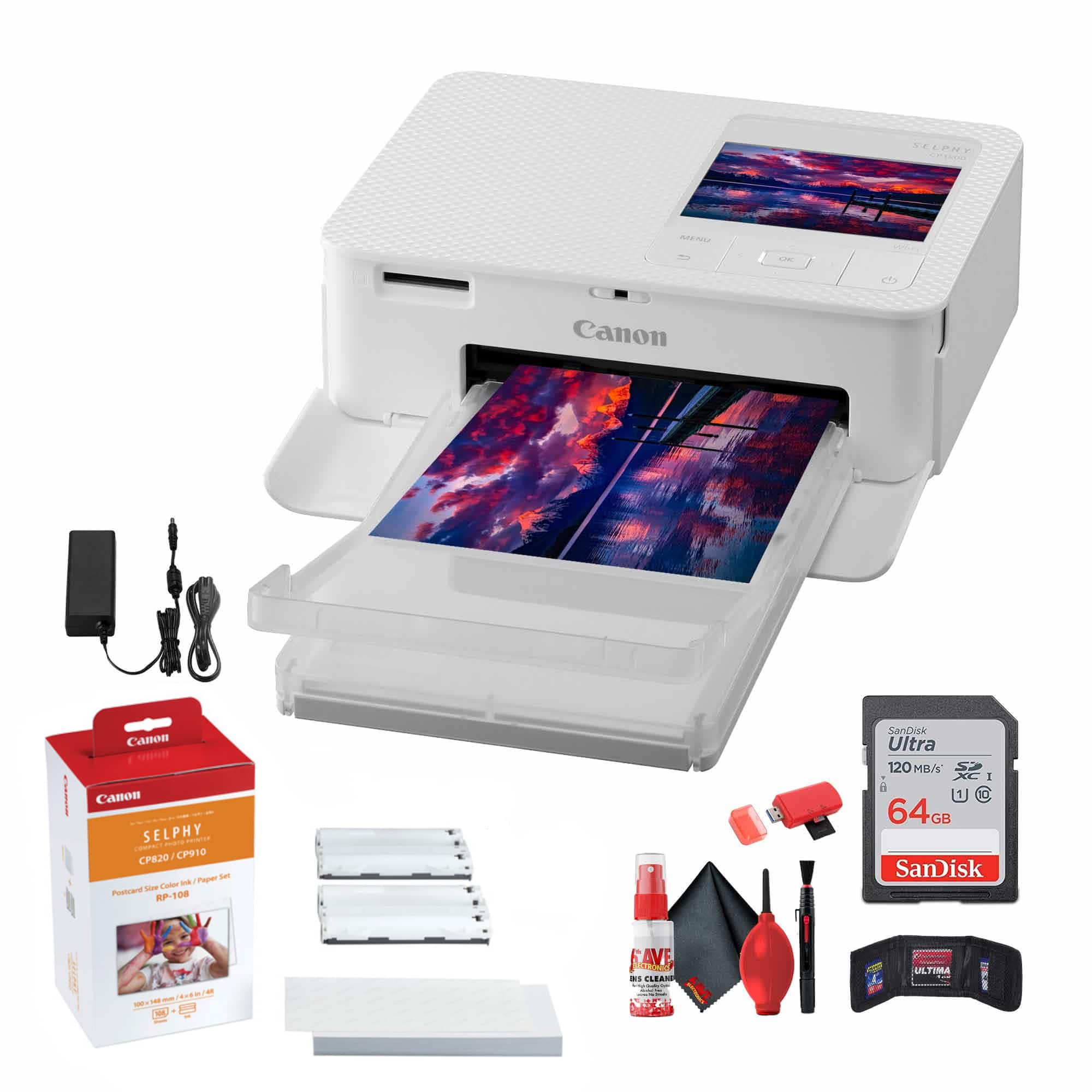 SELPHY CP1500 Photo Printer + Canon RP-108 Color Ink and Paper Set + More Bundle - White price history on PriceWatchPro