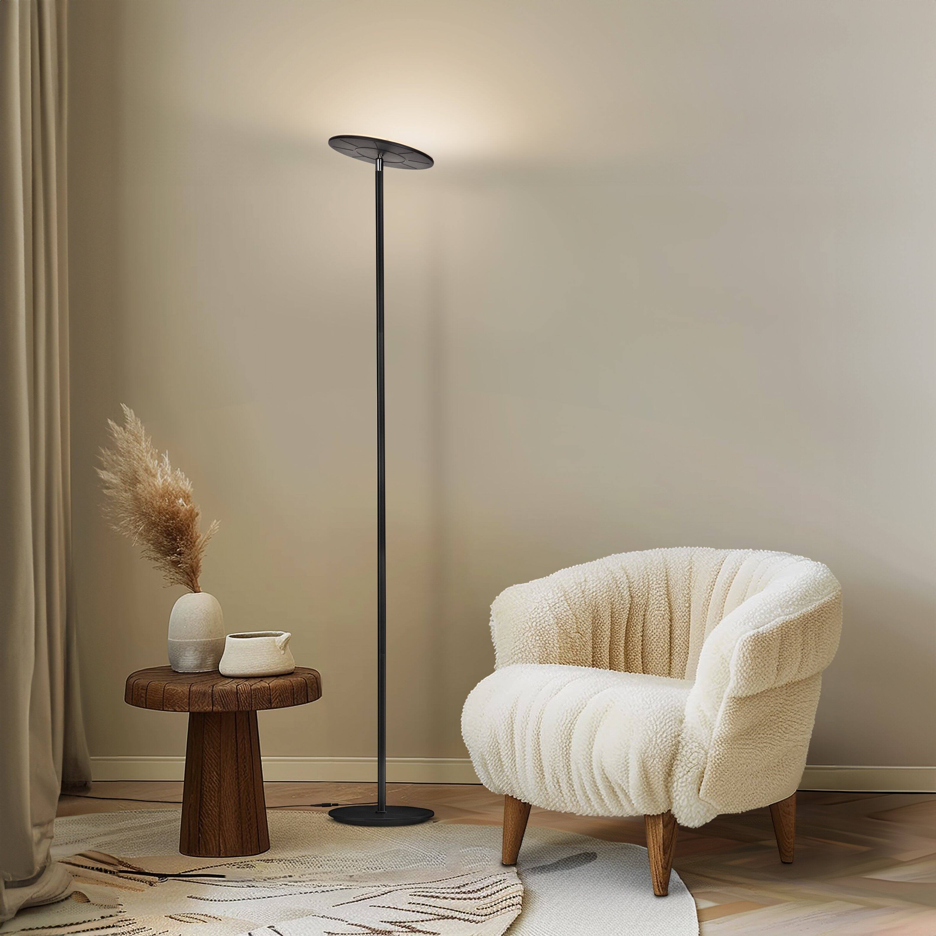 Alt View 6. Brightech - Sky Flux LED Modern Industrial Torchère Dimmable Super Bright Floor Lamp with Built-in Adjustable Head Tilt - Classic Matte Black.
