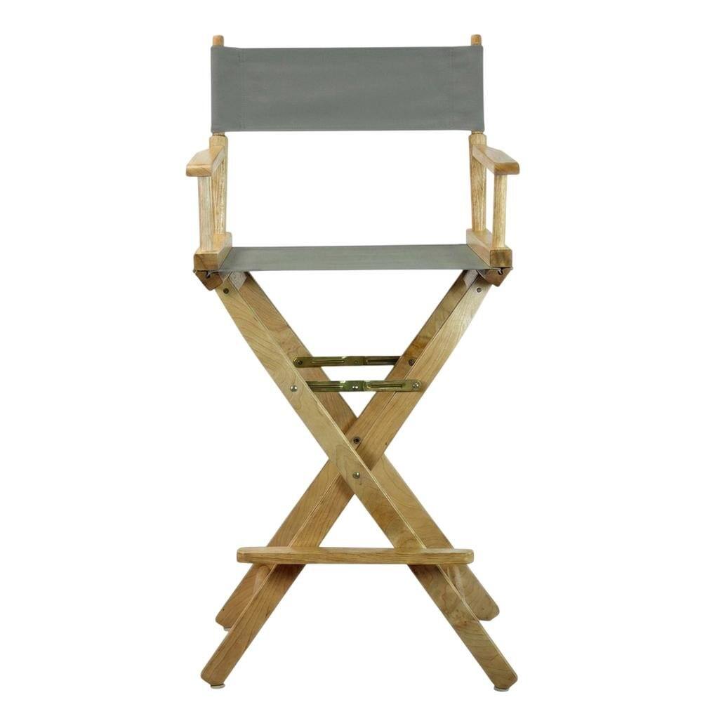 Angle. FurniFact - Gray Director's Chair - Natural Frame/Gray Canvas.