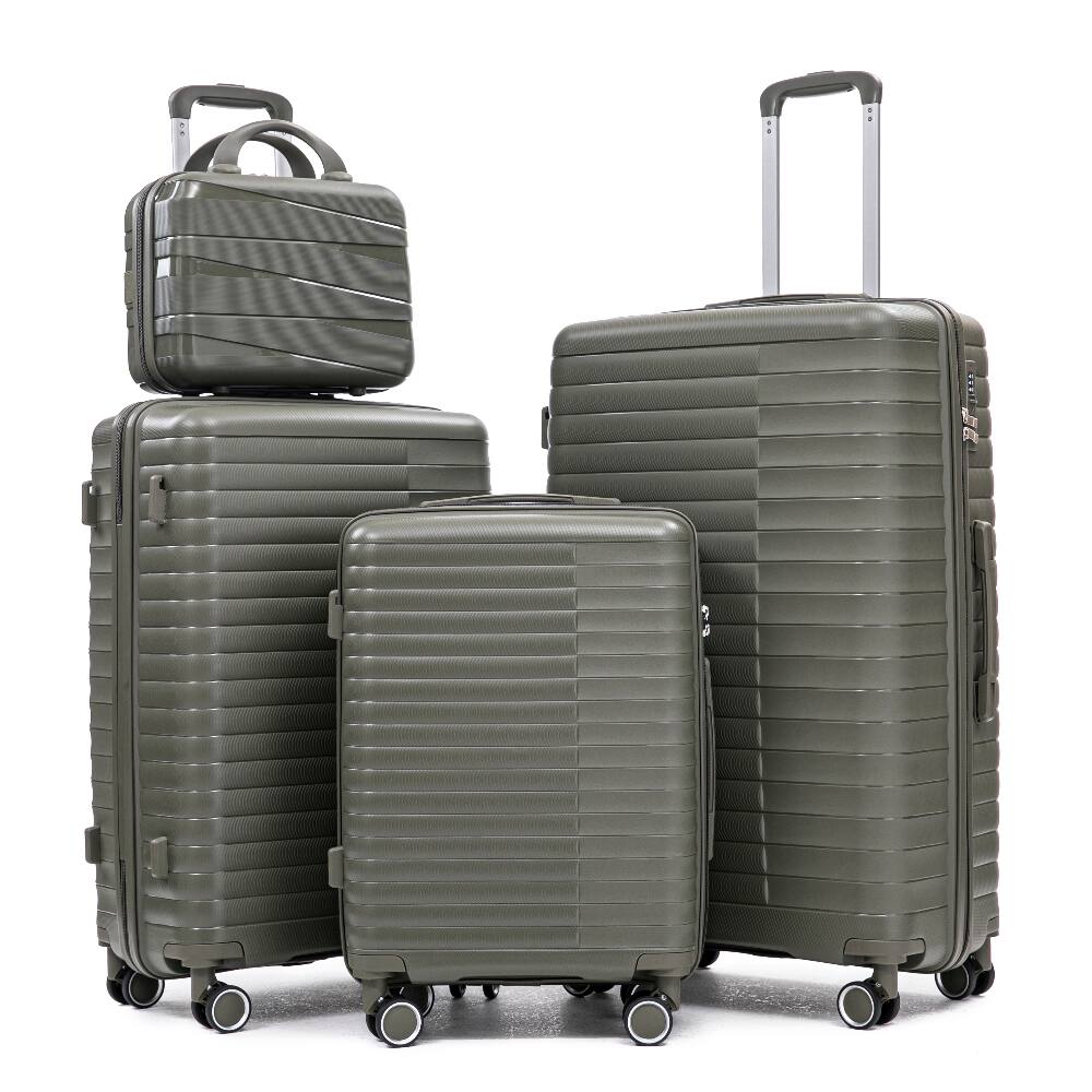 Front. Ropilly - Ropilly 4 Piece Luggage Set Hardside Spinner Luggage with Cosmetic Case Green - Green.