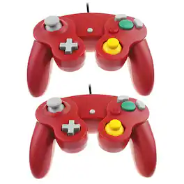 Kitcheniva - Wired NGC Controller Gamepad For Nintendo GameCube & Wii U Console 2 Pcs Red/Red - Red / Red