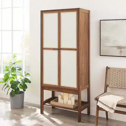 Front. Modway - Capri Tall Wood Grain Standing Storage Cabinet by Modway - Walnut.