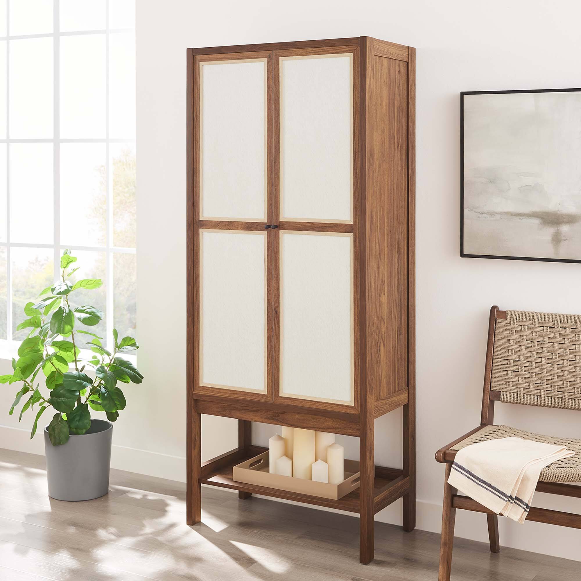 Front. Modway - Capri Tall Wood Grain Standing Storage Cabinet by Modway - Walnut.