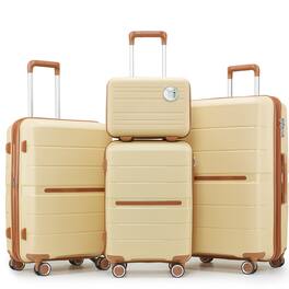 LOVMOR - 4-Piece PP Luggage Set 20/24" Expandable - Apricot Cream
