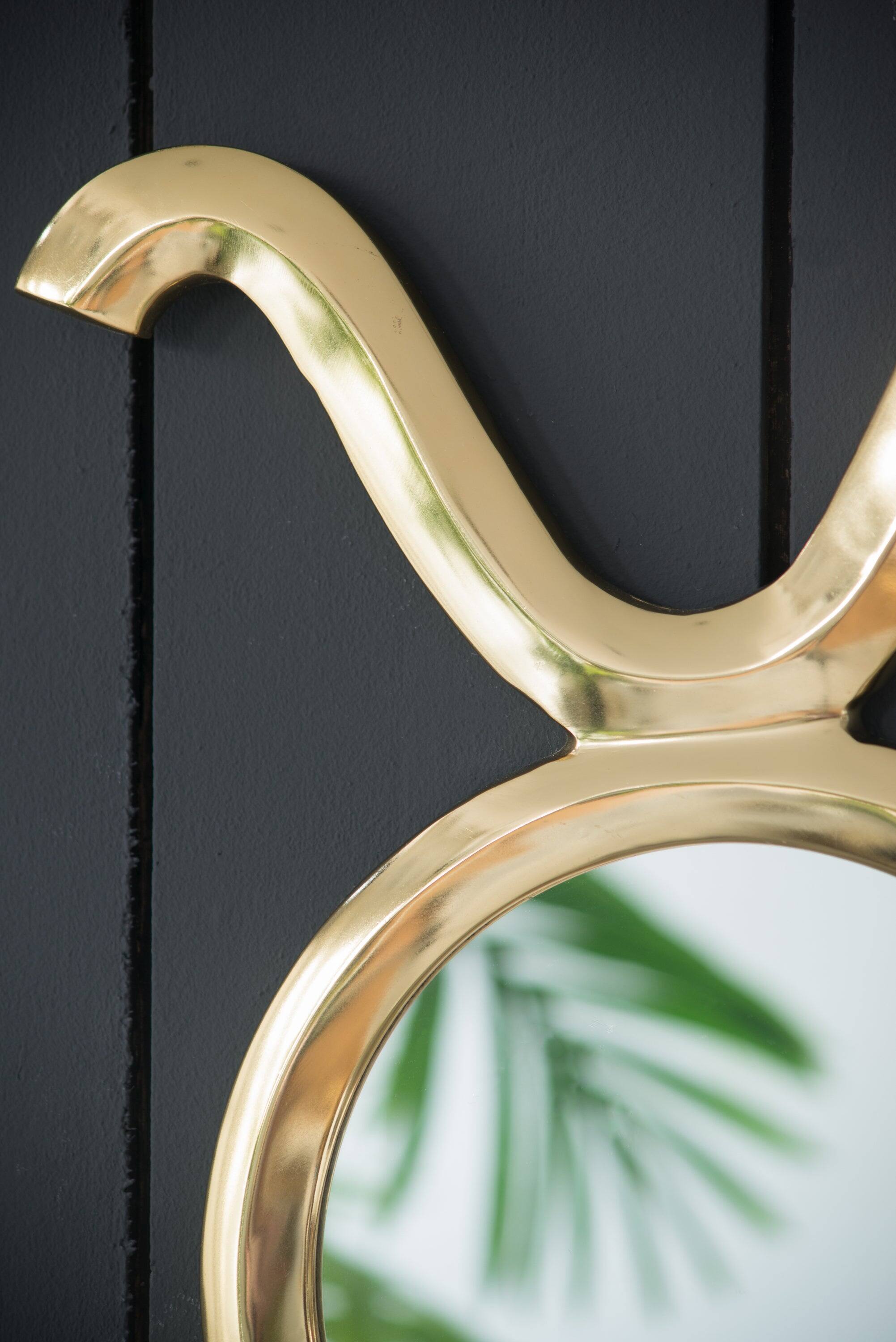 Alt View 2. BreeBe - 12.5' x 16' Modern Gold Round Mirror with Aluminum Frame, Wall Decor for Entryway Living Room Hallway - Gold.