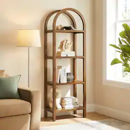 Vexley 72 Inch Tall Narrow Arched Bookshelf by Modway - Walnut