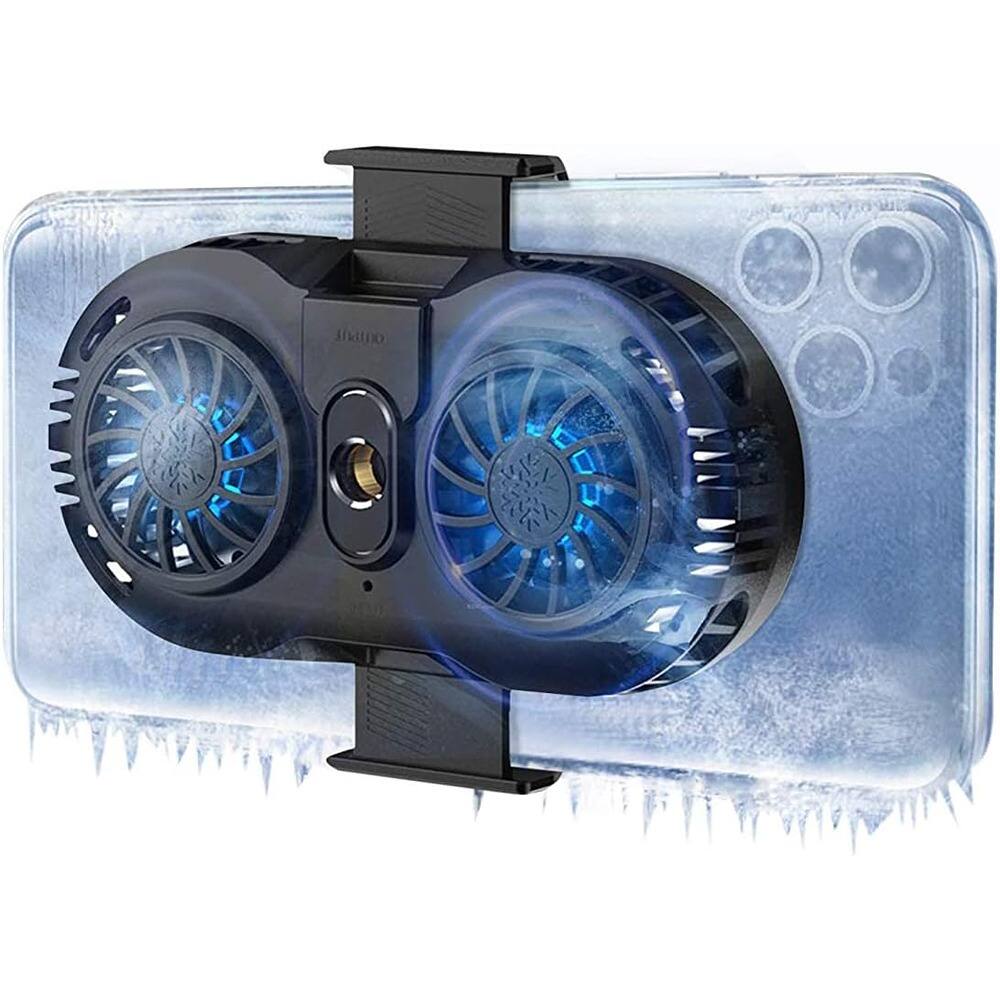 Front. ACJPR - Phone Cooler with Dual Semiconductor Cooling Chip, Portable Mobile Radiator for iPhone, Android, Gaming, Streaming, and - Black.