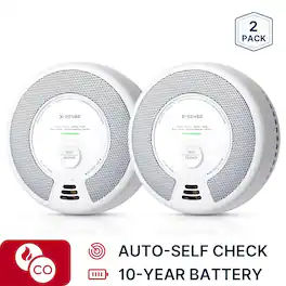 X-SENSE - 10-Year Battery Smoke and CO Alarm with Photoelectric Sensor and LED Light 2 Pack