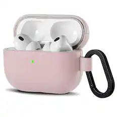 Front. Ornarto - ORNARTO Compatible with AirPods Pro 3 Case, Full Protective Vegan Leather Cover with Front LED Visible-Wisp Pink - Wisp Pink.