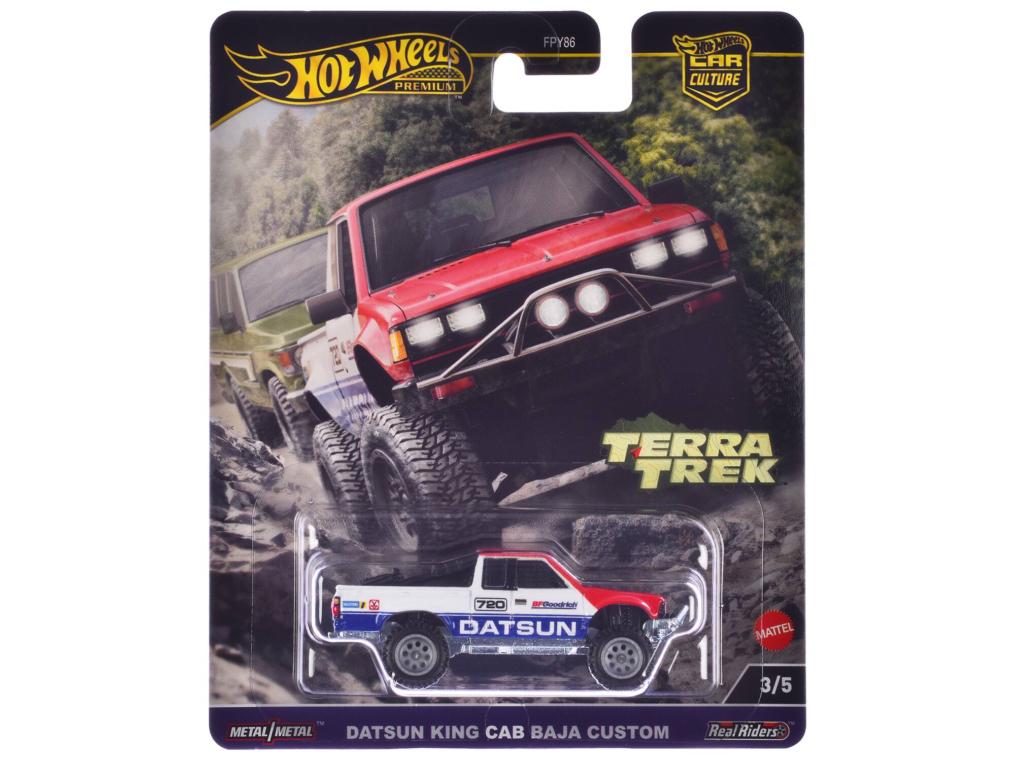 Hot Wheels Premium  
Hot Wheels Car Culture  
FPY86  
Terra Trek  
Datsun King Cab Baja Custom  
3/5  
Real Riders  
Metal/Metal  
Mattel
