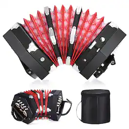 Unique Bargains - Concertina, 20 Key Professional Accordion Musical Instrument Accessories with Carrying Bag - Black