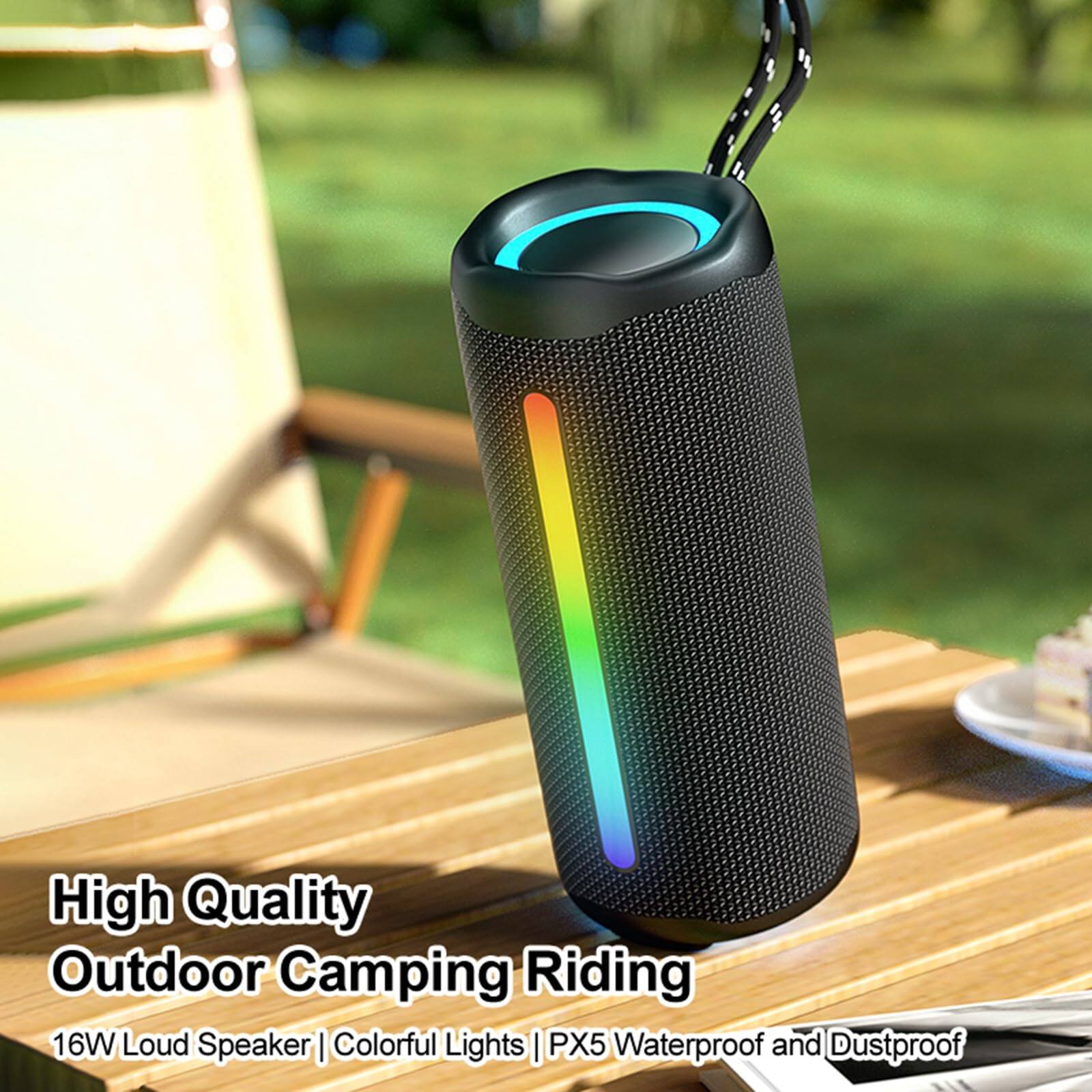 High Quality Outdoor Camping Riding  
16W Loud Speaker | Colorful Lights | PX5 Waterproof and Dustproof