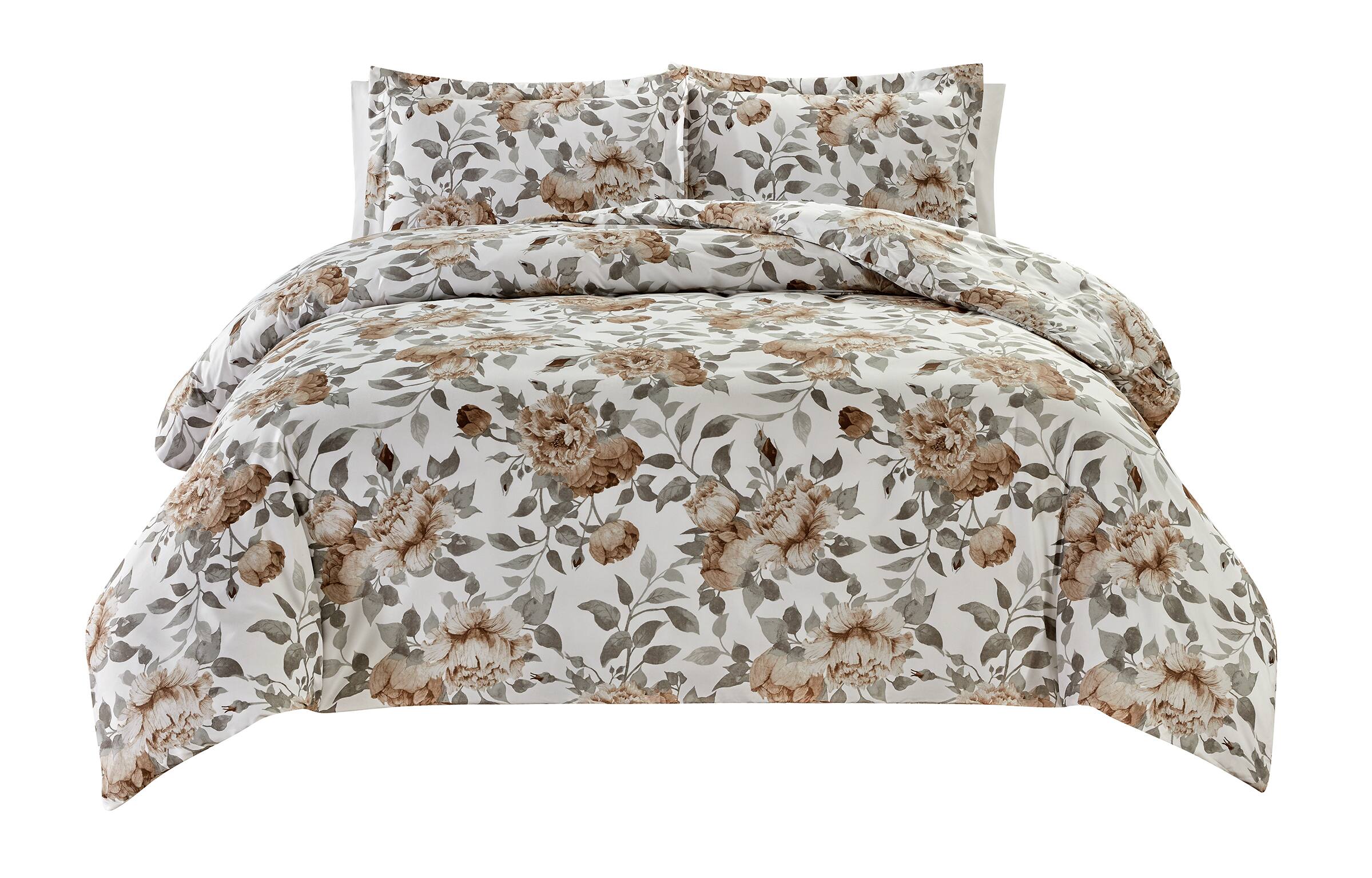 Left. Bibb Home - Bibb Home 4 pc Duvet & Down Alternative Comforter Set - Wildflower.