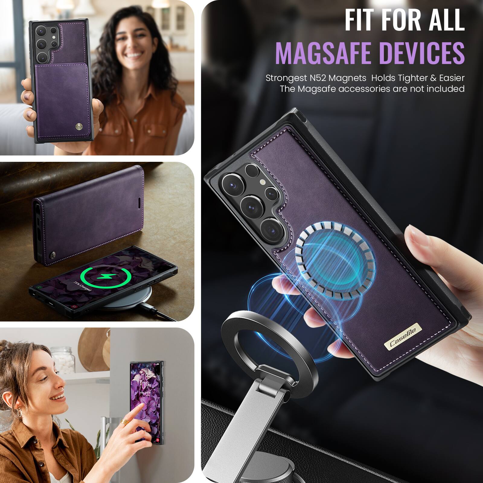 FIT FOR ALL MAGSAFE DEVICES  
Strongest N52 Magnets Holds Tighter & Easier  
The MagSafe accessories are not included