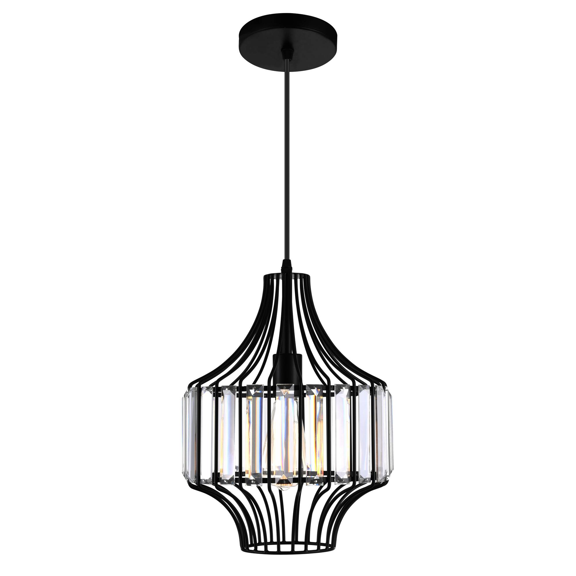 Front. CWI Lighting - Alethia 1 Light Down Pendant With Black Finish - Black.