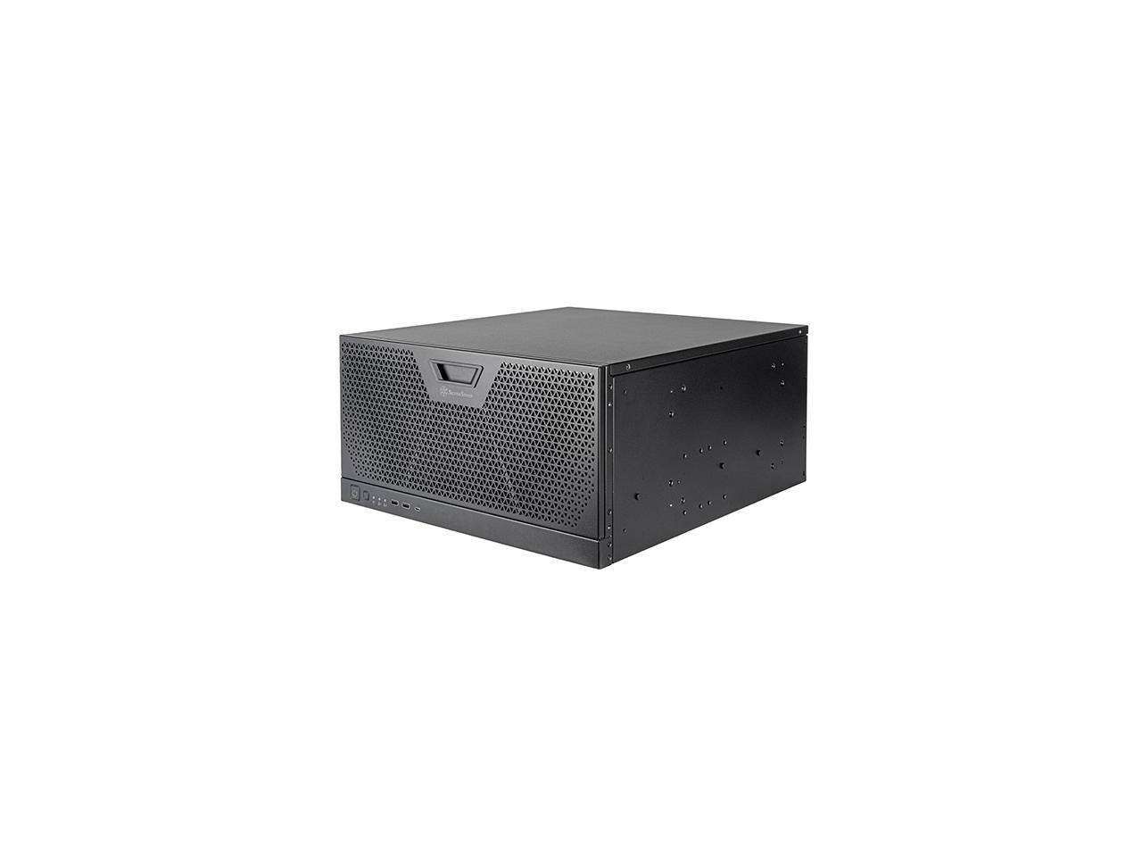 Front. SilverStone - RM51 5U rackmount server chassis with dual 180mm fans and enhanced liquid cooling compatibilit - Black.