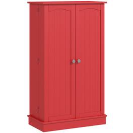 Homcom - Kitchen Pantry Cabinet, Kitchen Cabinet with 12 Door Shelves, Double Doors - Red