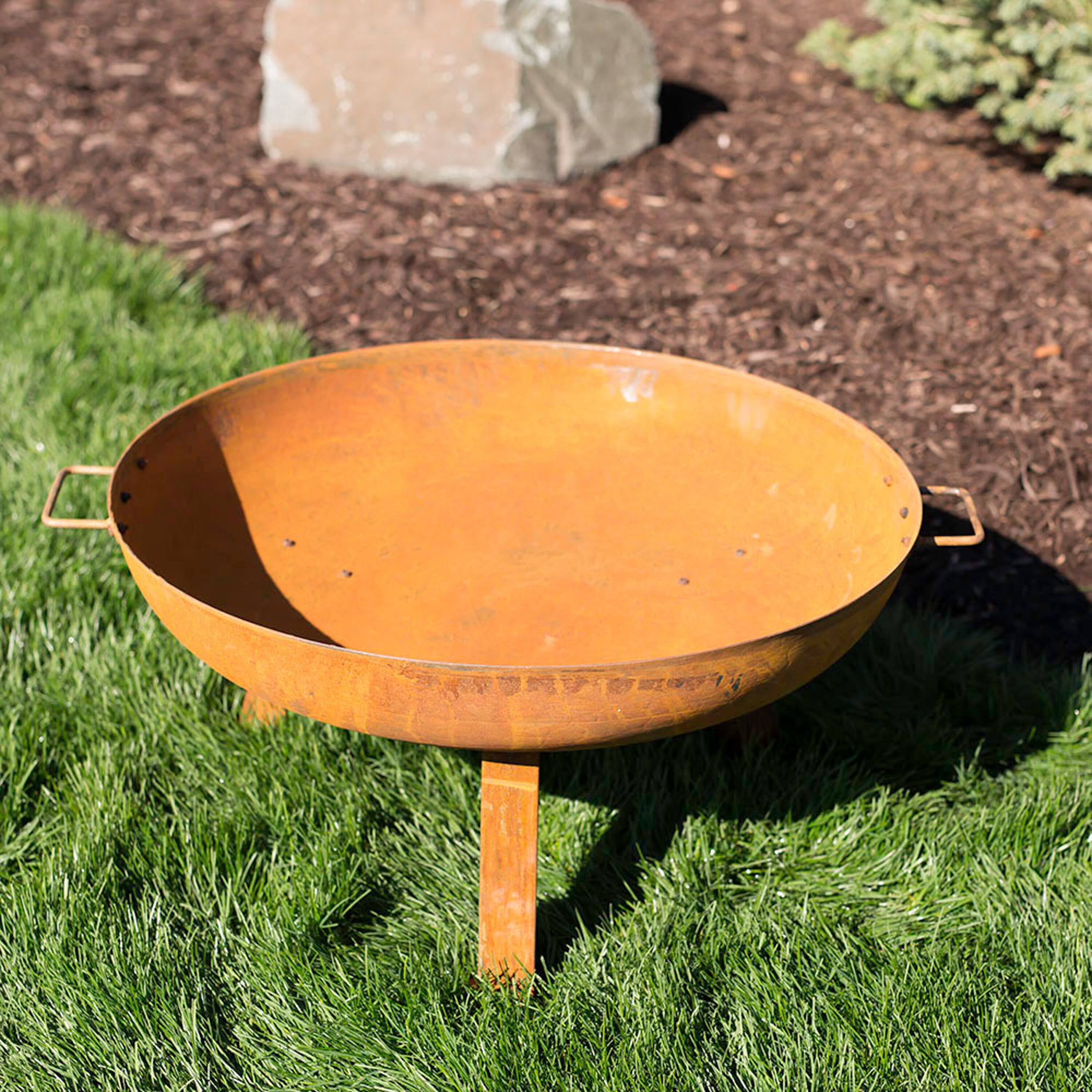 Alt View 1. Sunnydaze - 30 in Rustic Cast Iron Wood-Burning Fire Pit with Handles - Rust.