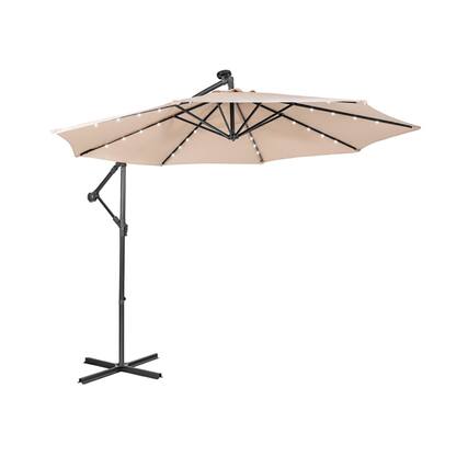 Front. Kadyn - 10 Feet Patio Solar Powered Cantilever Umbrella with Tilting System-Beige, Patio Offset Umbrella.
