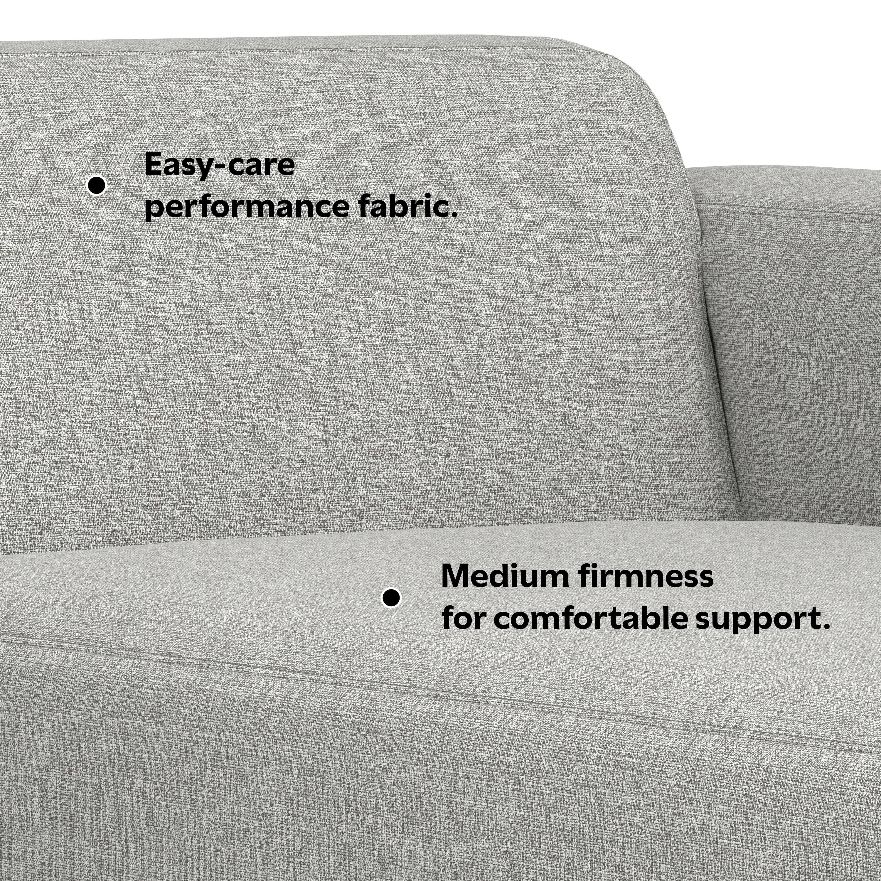 Easy-care performance fabric.

Medium firmness for comfortable support.