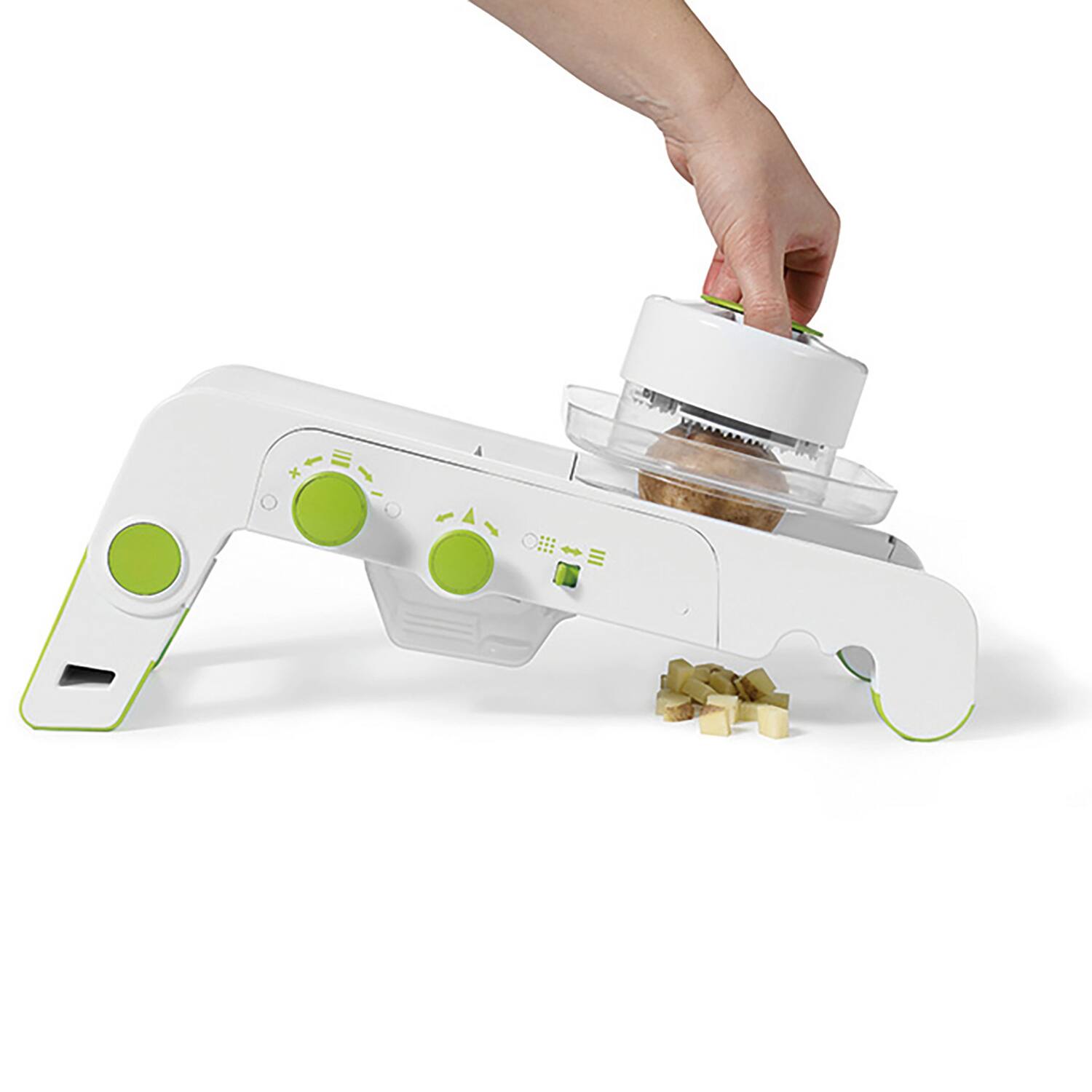 Back. Starfrit - Cubing Pro Mandoline Slicer with Storage Box - White/Green.