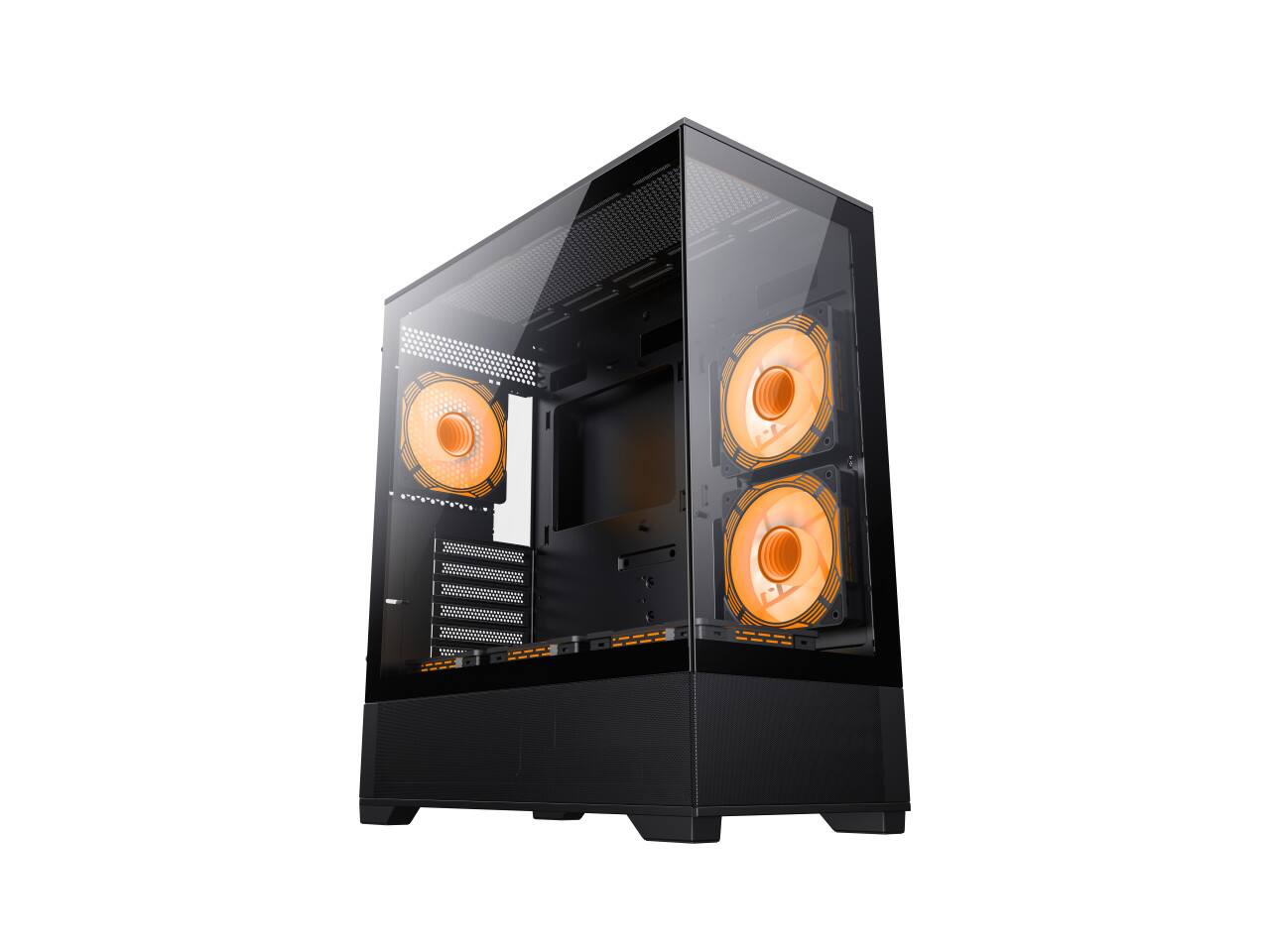 Left. GAMEMAX - GAMEMAX VISTA AB Black USB3.0/Type C Tempered Glass Mid-tower ATX Case w/6x120mm ARGB Fans, 4090 GPU & 360mm AIO Support - Black.