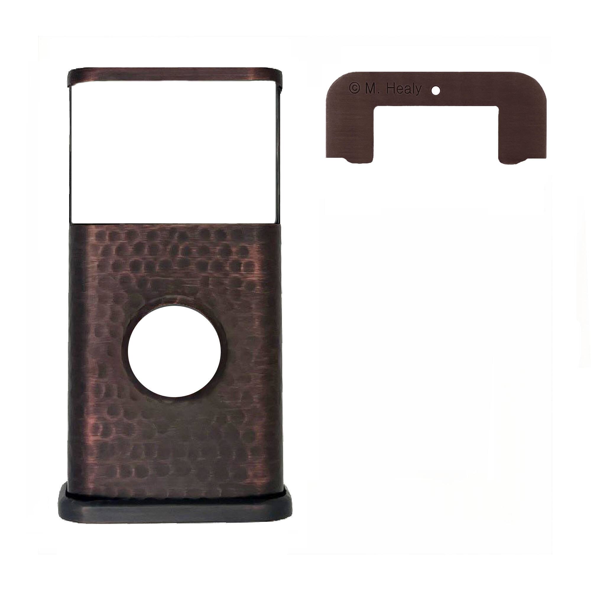 Back. Michael Healy - Hammered Video Doorbell Cover (Ring Battery Doorbell 2024 Release) - Oiled Bronze.