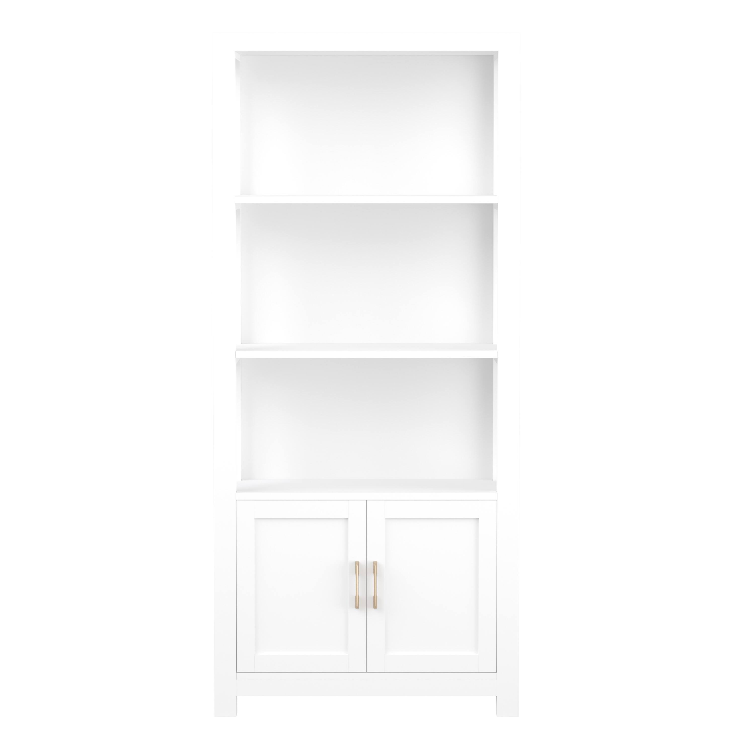 Alt View 22. Martha Stewart - Hutton White 4 Tier Shaker Style Bookcase with Cabinet - White Frame/Polished Brass Hardware.