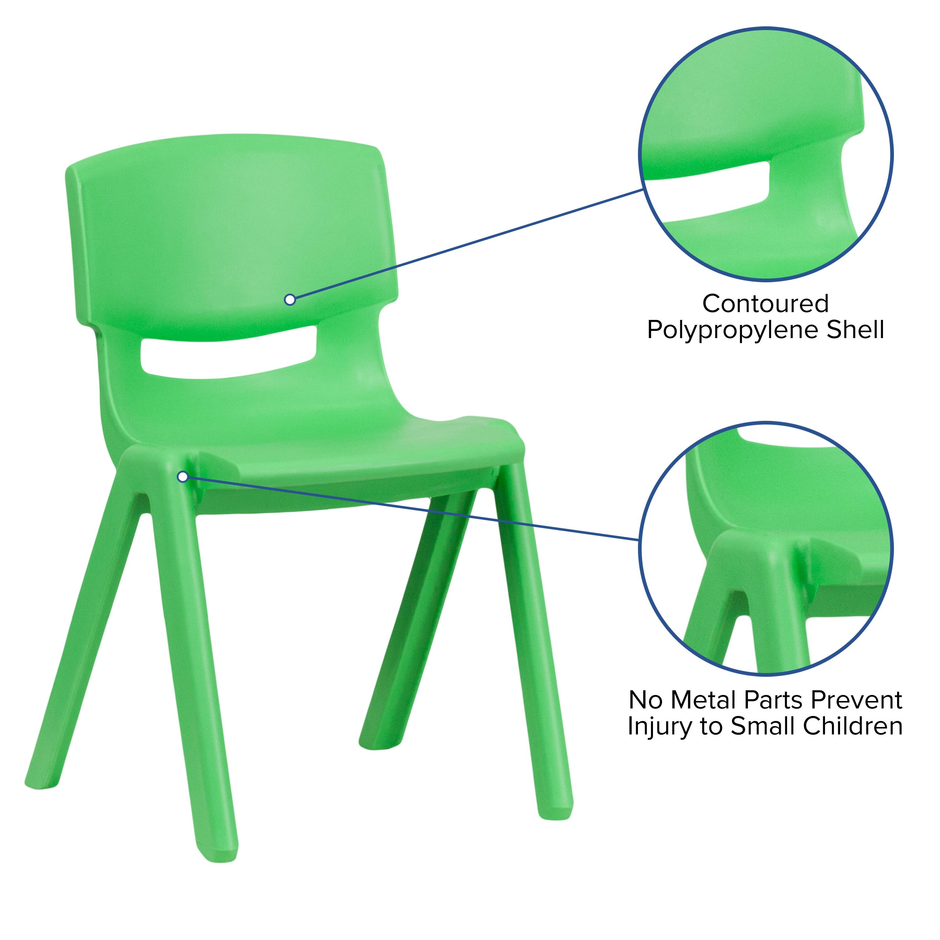 Contoured Polypropylene Shell  
No Metal Parts Prevent Injury to Small Children