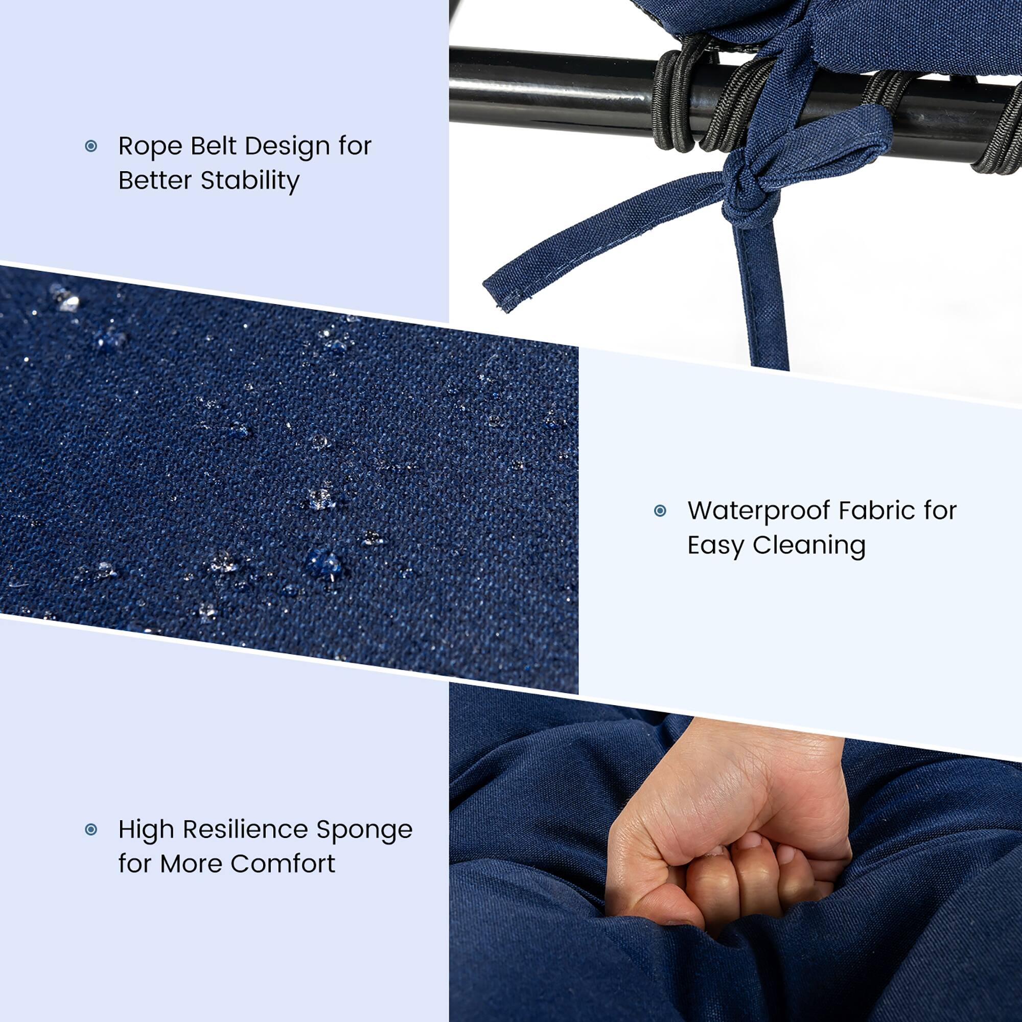 - Rope Belt Design for Better Stability
- Waterproof Fabric for Easy Cleaning
- High Resilience Sponge for More Comfort