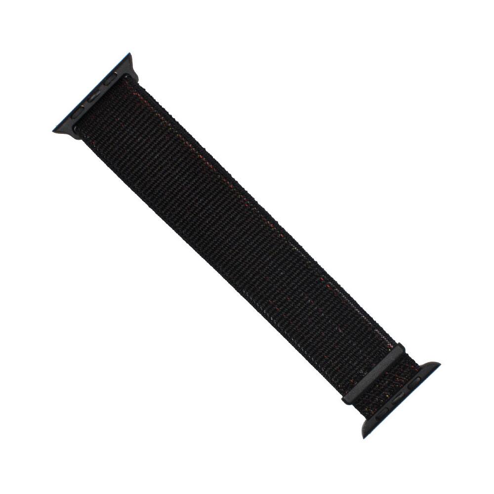 Left. StrapsCo - Everyday Comfort Nylon Watch Band For Apple Watch - 40mm/41mm/42mm - Black.