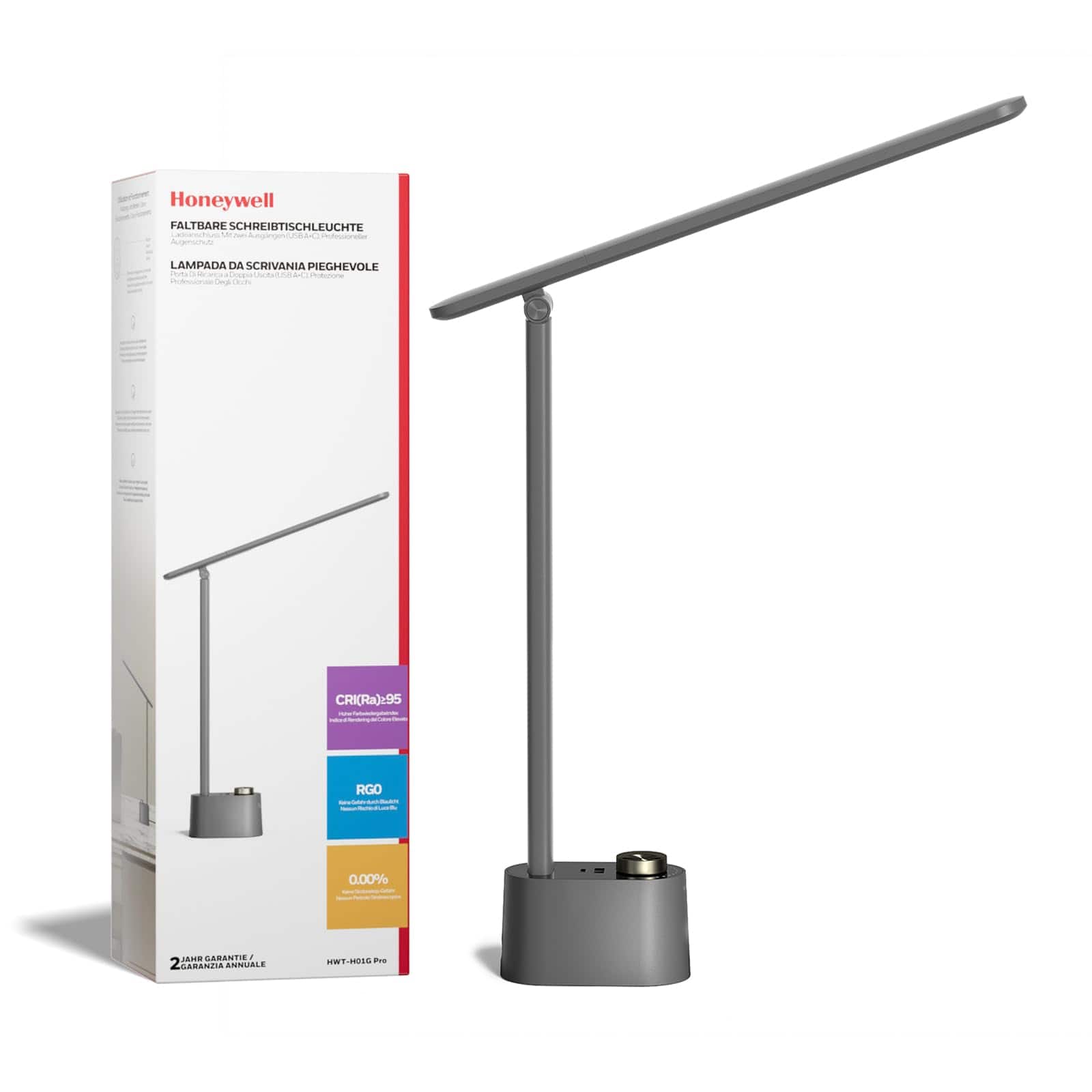 Honeywell - Sunturalux™ LED Foldable Desk Lamp H01 Pro Stepless Dimmable Eye Caring Desk Light - Gray