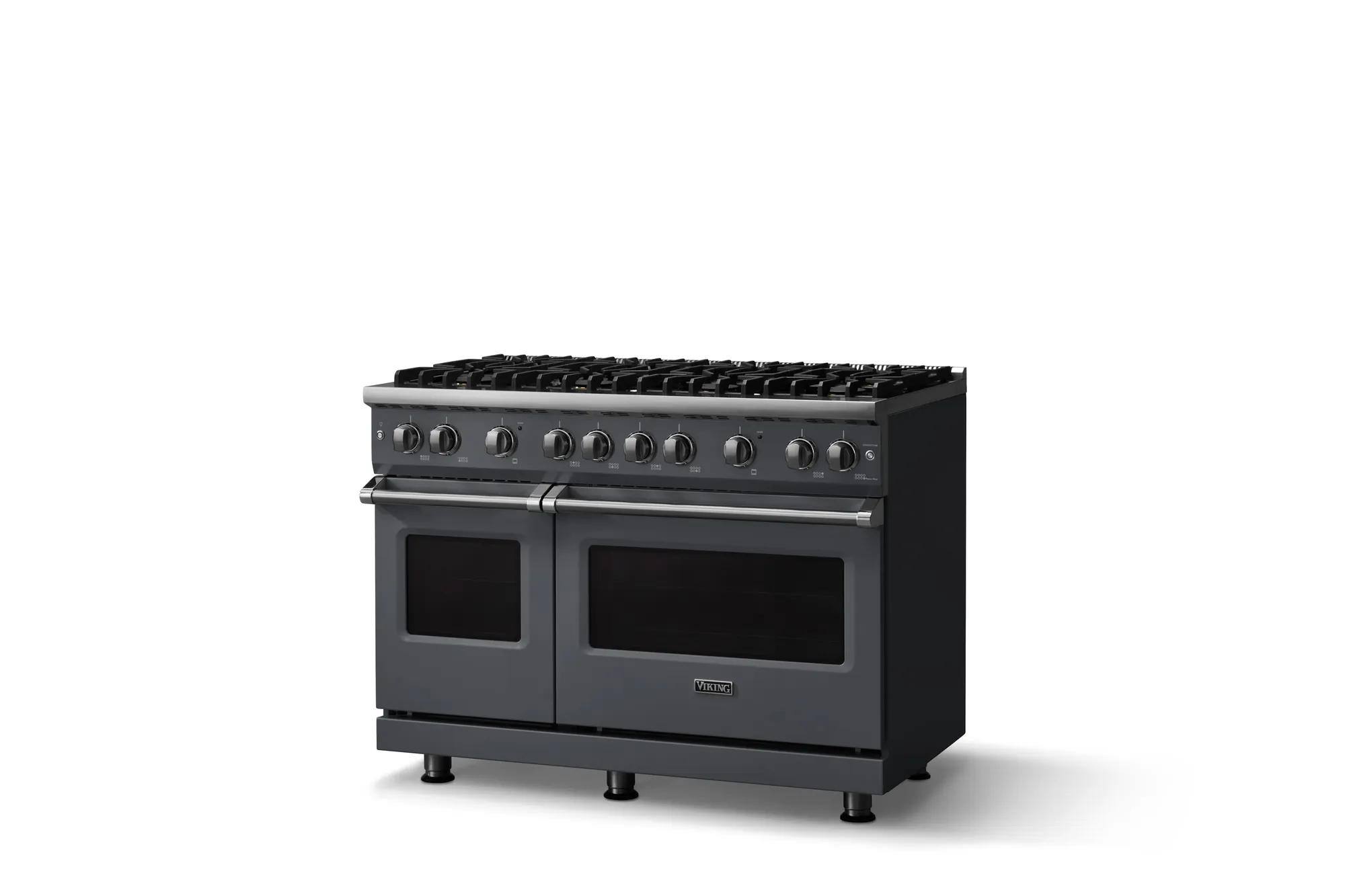 Angle. Viking - Pro 5 Series 6.1 Cu. Ft. Freestanding Sealed 8 Burner Liquid Propane Gas Convection Range - Cast Black - Cast Black.