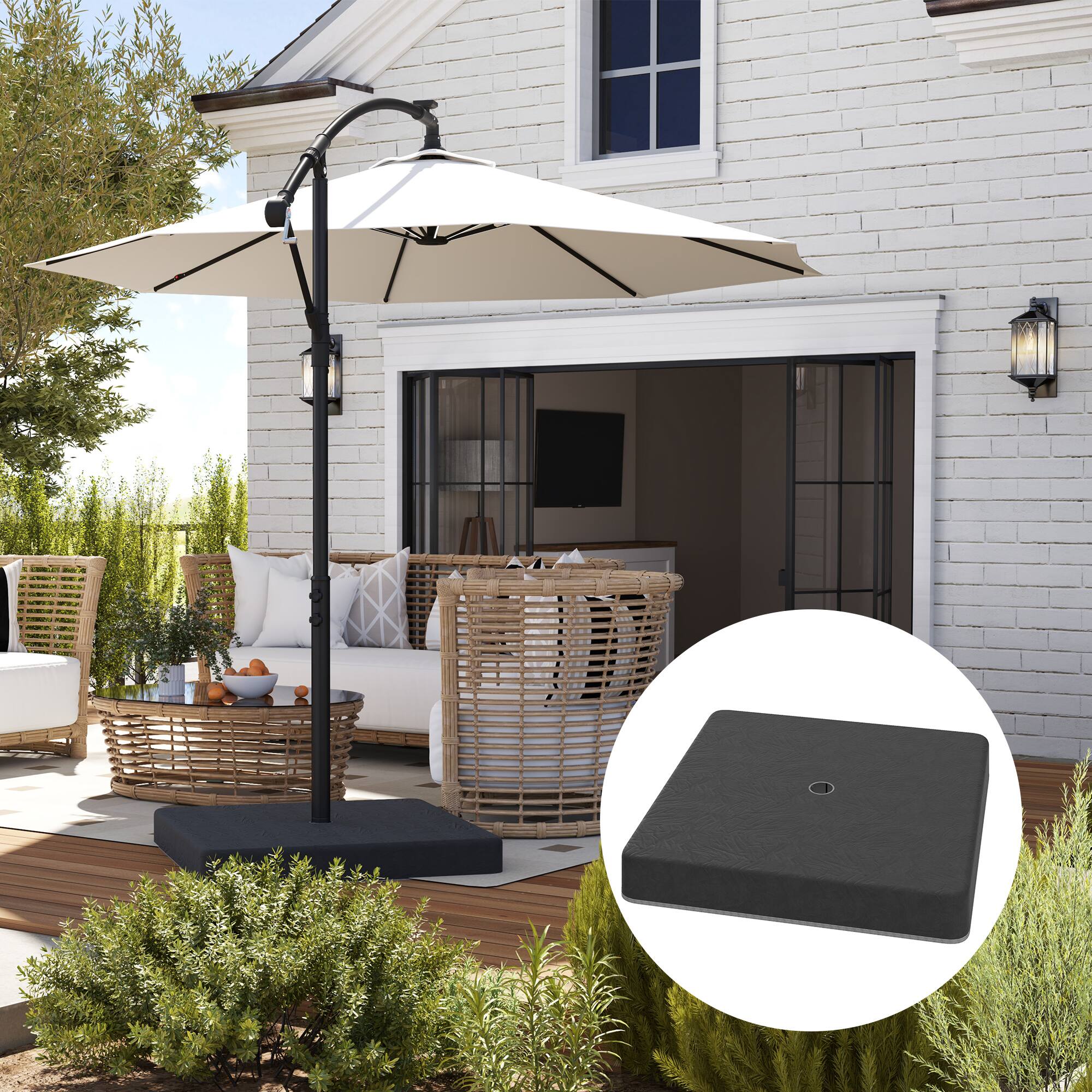 Alt View 8. Outsunny - 4 Piece 176 lbs Cantilever Umbrella Base Weight Set with Waterproof Anti-UV Cover, Heavy Duty Outdoor Weights - Black.