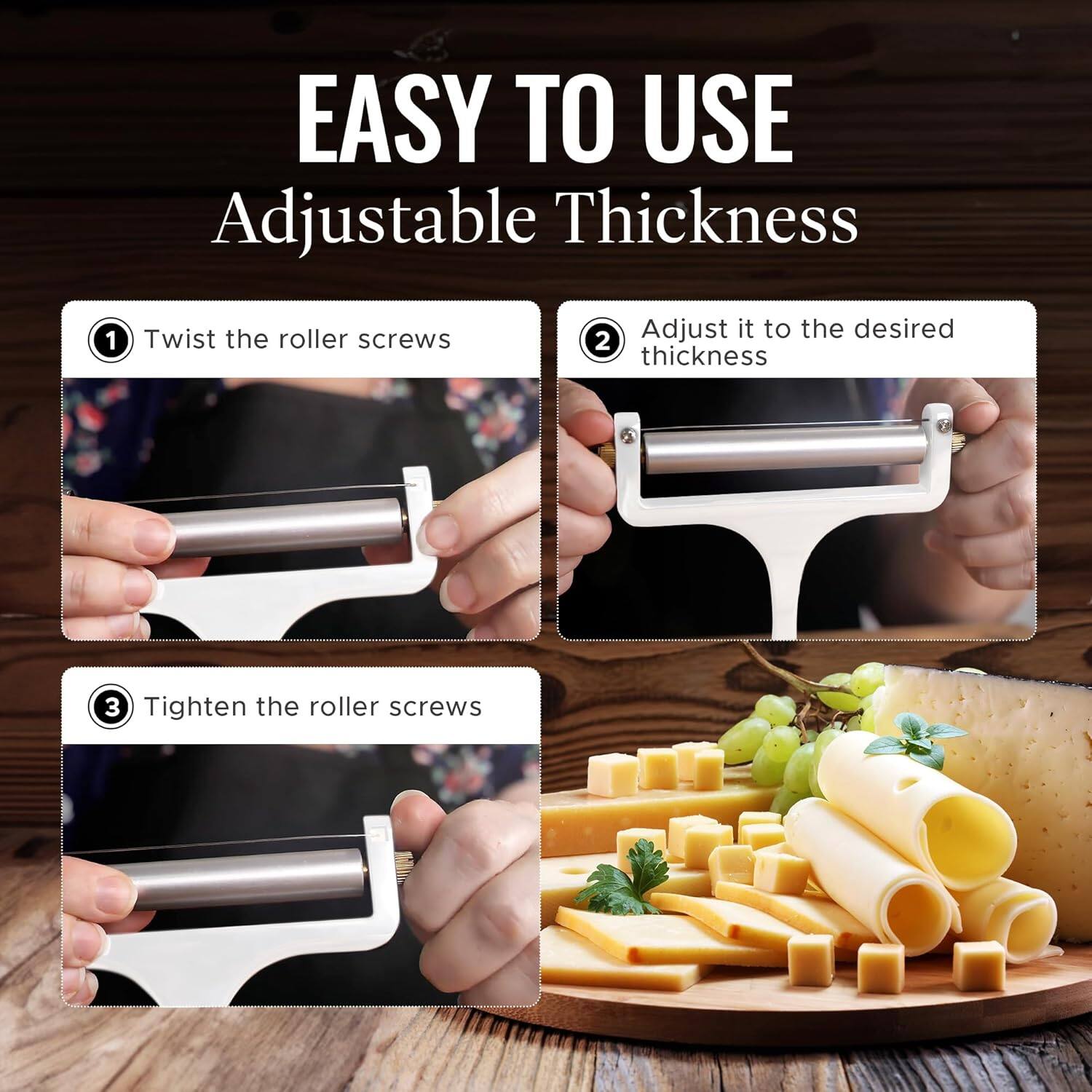 EASY TO USE
Adjustable Thickness
1. Twist the roller screws
2. Adjust it to the desired thickness
3. Tighten the roller screws