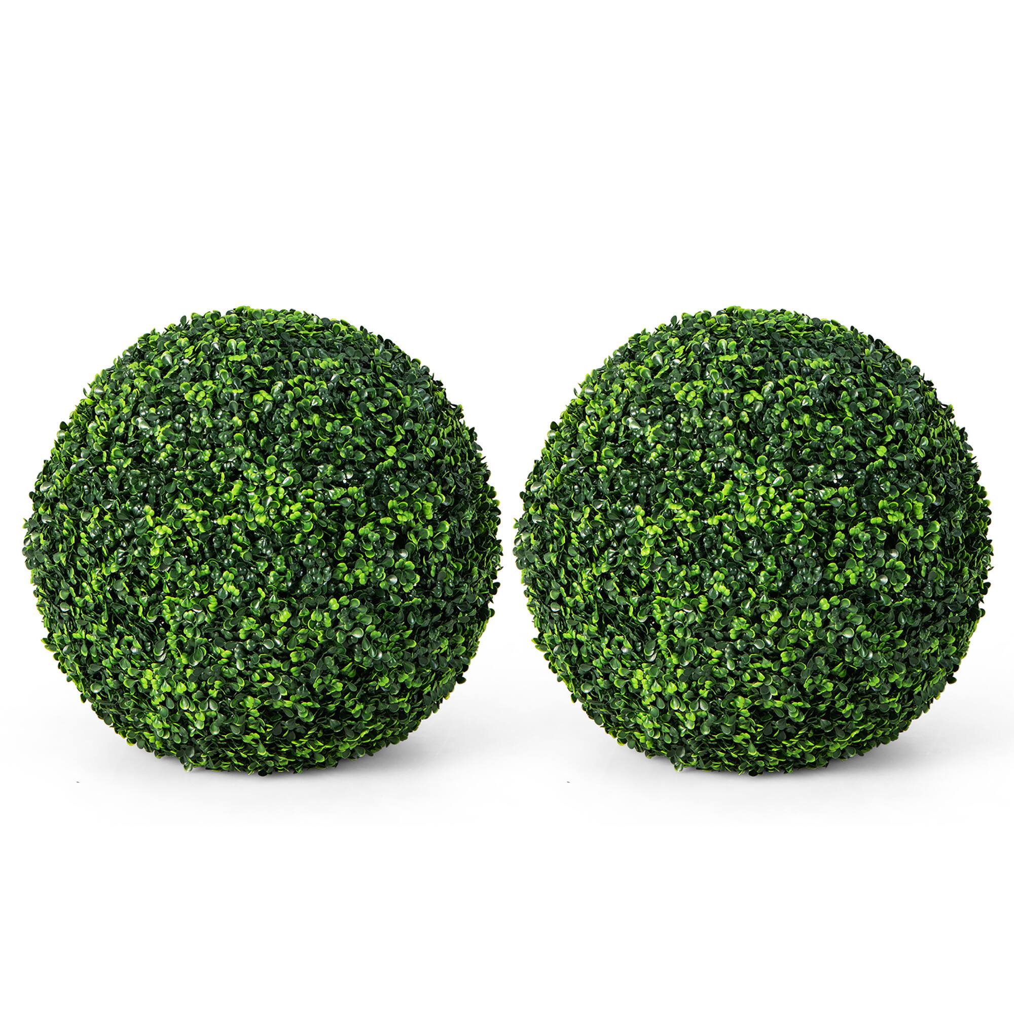 Front. Costway - Costway 2 PCS 19 Inch Artificial Plant Topiary Ball, Round Faux Boxwood Balls Outdoor - Green.
