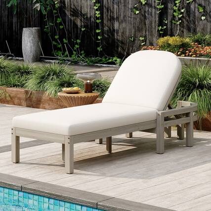 Front. Meqiodas - Outdoor Chaise Lounge, Premium Patio Recliner with Arched Backrest, 5-Position Adjustable Backrest, Outdoor Lounge Chair - Gray.