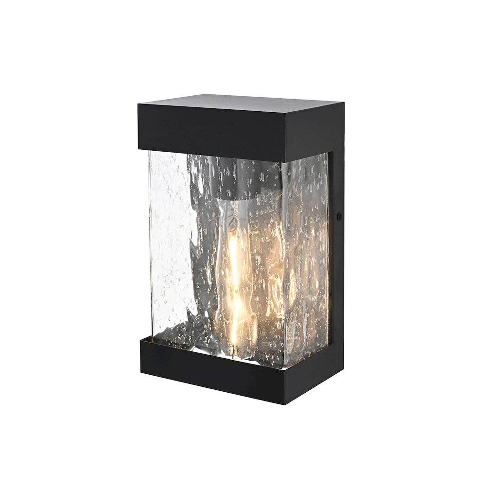 Angle. Elegant Lighting - Thompson 7 inch Outdoor Pendant in Black - Black.