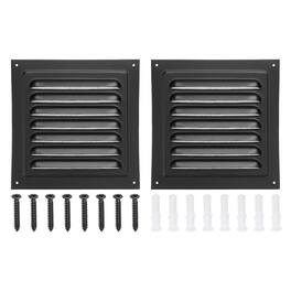 Unique Bargains - 6.5"x6.5" Aluminum Gable Vent, 2pcs Exterior Wall Outlet Square Soffit Vent HVAC Louver Air Grille with Built-in Screen - Black