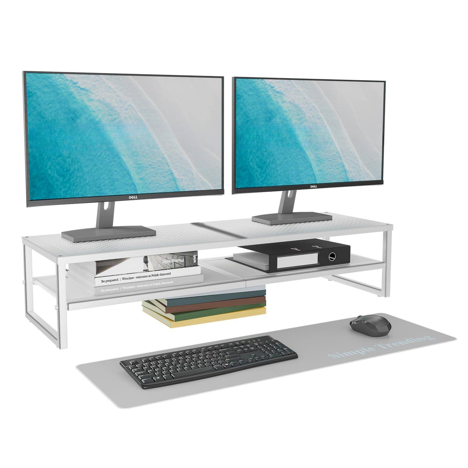 ThinkLink Electronic Tier Metal Dual Monitor Stand Riser Computer ...
