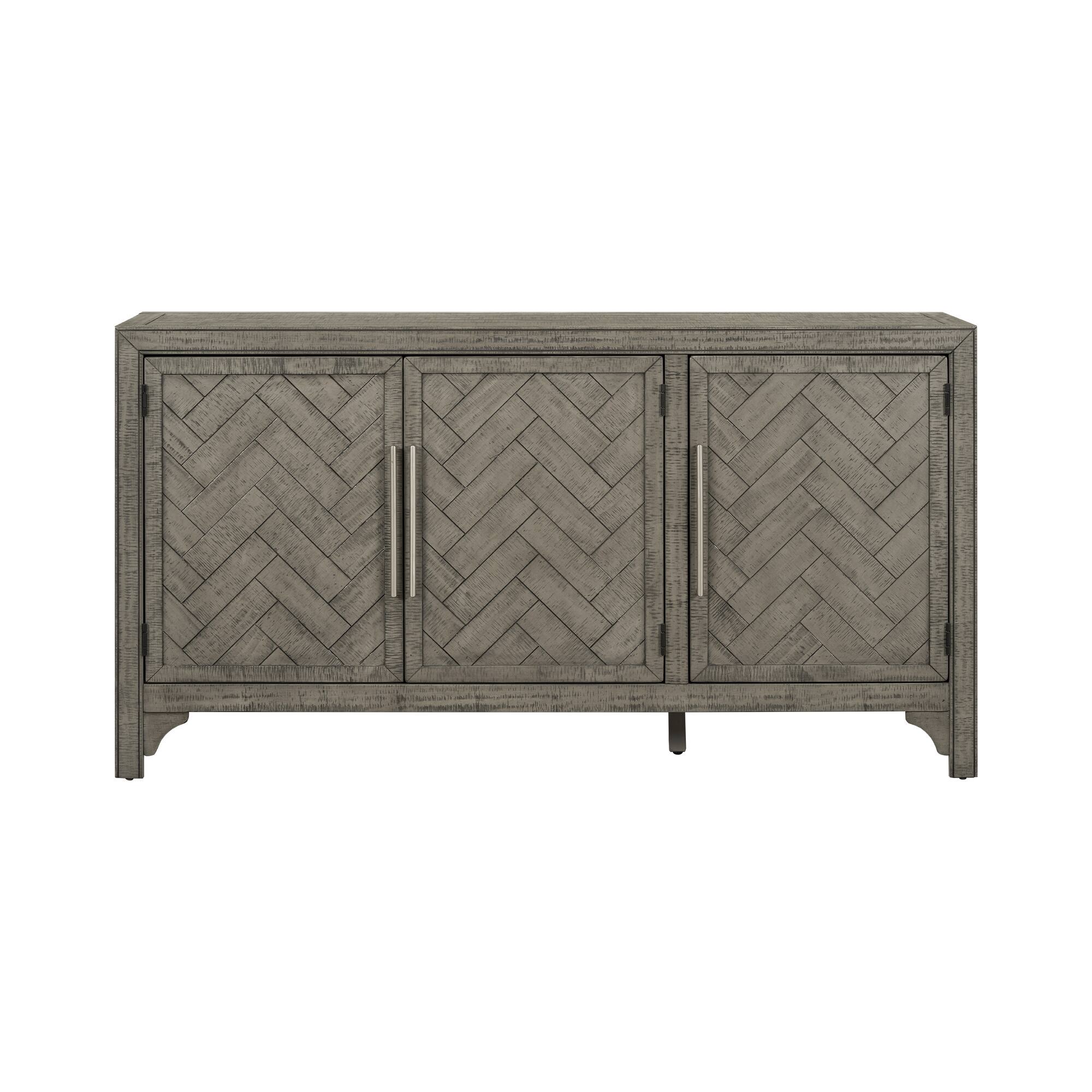 Alt View 1. Spaco - Spaco Storage Cabinet Sideboard, Buffet with Pine Veneer and MDF, 3 Door with Adjustable Shelves for Living Room - Gray.
