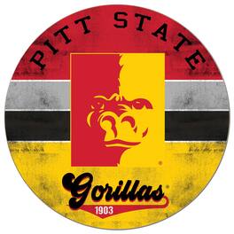 Jardine - Pittsburg State Gorillas 20'' x 20'' Retro Logo Circle Sign - Red