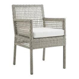 Outdoor Escape - Outdoor Patio Wicker Rattan Dining Armchair Set Of 2, Cushioned Seat, Armrests - Gray