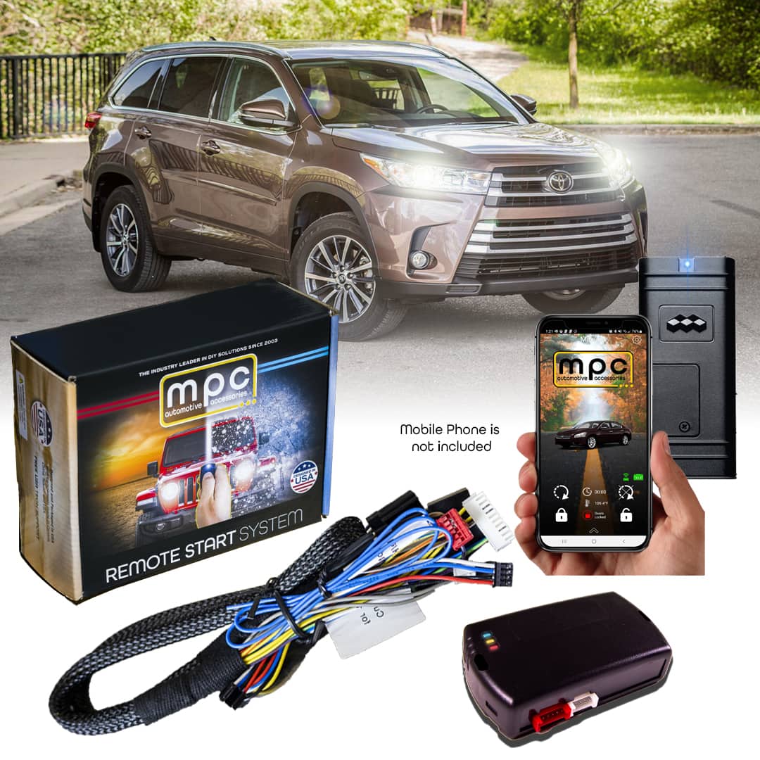 Sure, here is the corrected and grouped text from the image:

---

**MPC Automotive Accessories**

**REMOTE START SYSTEM**

- THE INDUSTRY LEADER IN CAR SOLUTIONS SINCE 2003
- USA

**Mobile Phone is not included**

---

This text is taken from the packaging and the image of the product.