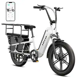 TST GRP - 20 "*3.0 Fat Tire Step-Thru Cargo Electric Bike,1500W Peak Motor Ebike with UL2849 Certification - White
