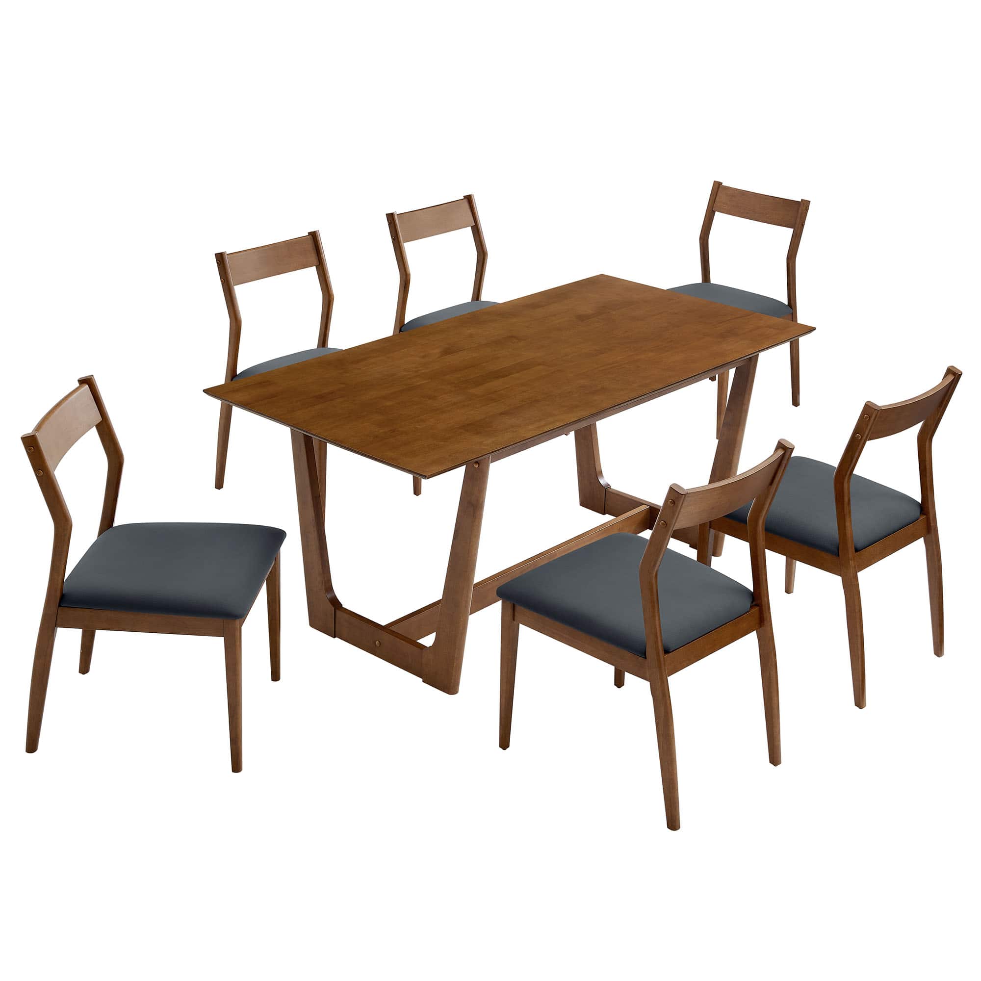 Solara 7-Piece Wood Dining Set with Vegan Leather Side Chairs by Modway - Walnut Black price history on PriceWatchPro