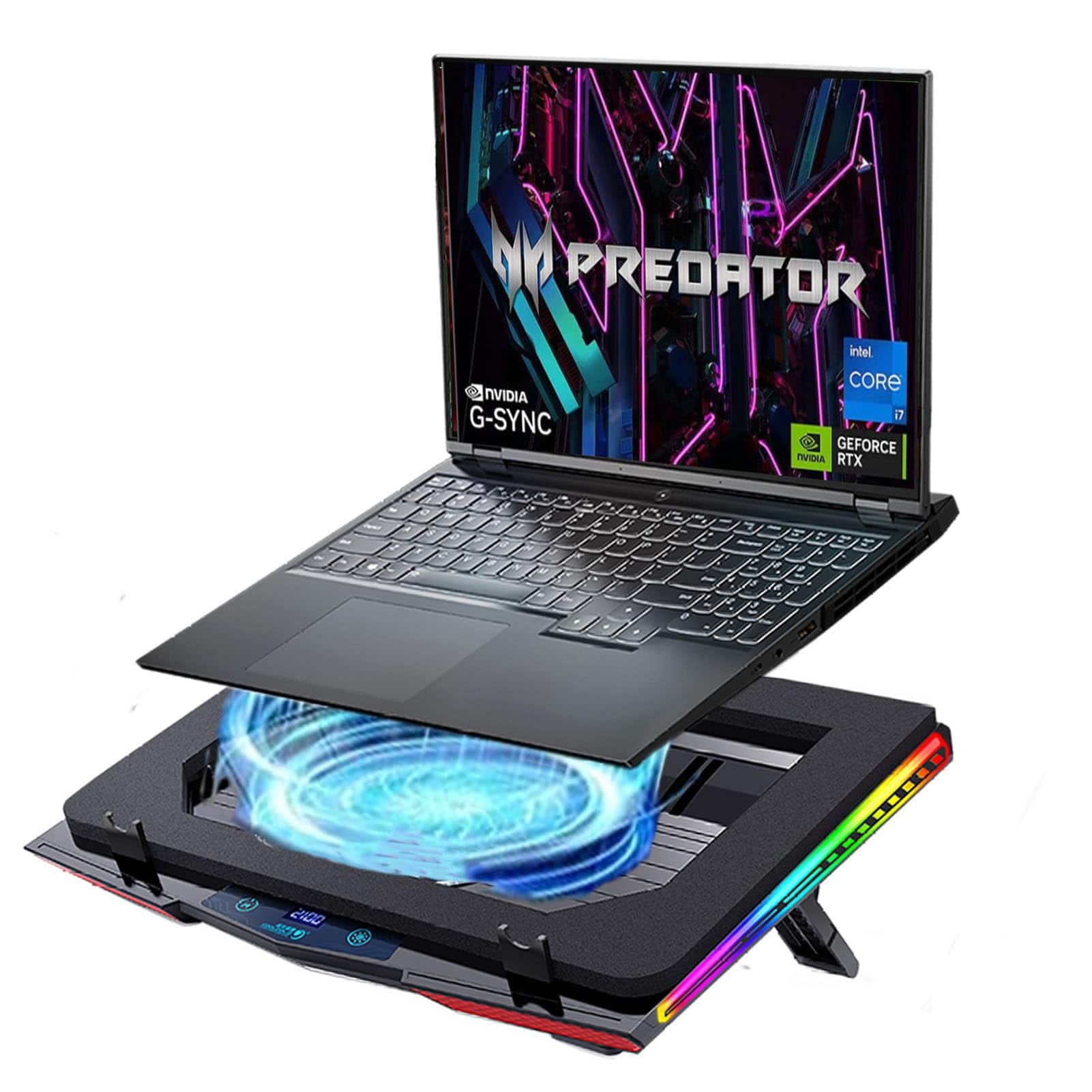 HongFei - Cooling Pad for Acer Predator Triton 14 16 x17 Neo 16 Predator Helios 16 15 Nitro 17 5 V V16 v15 Gaming Laptop - Black