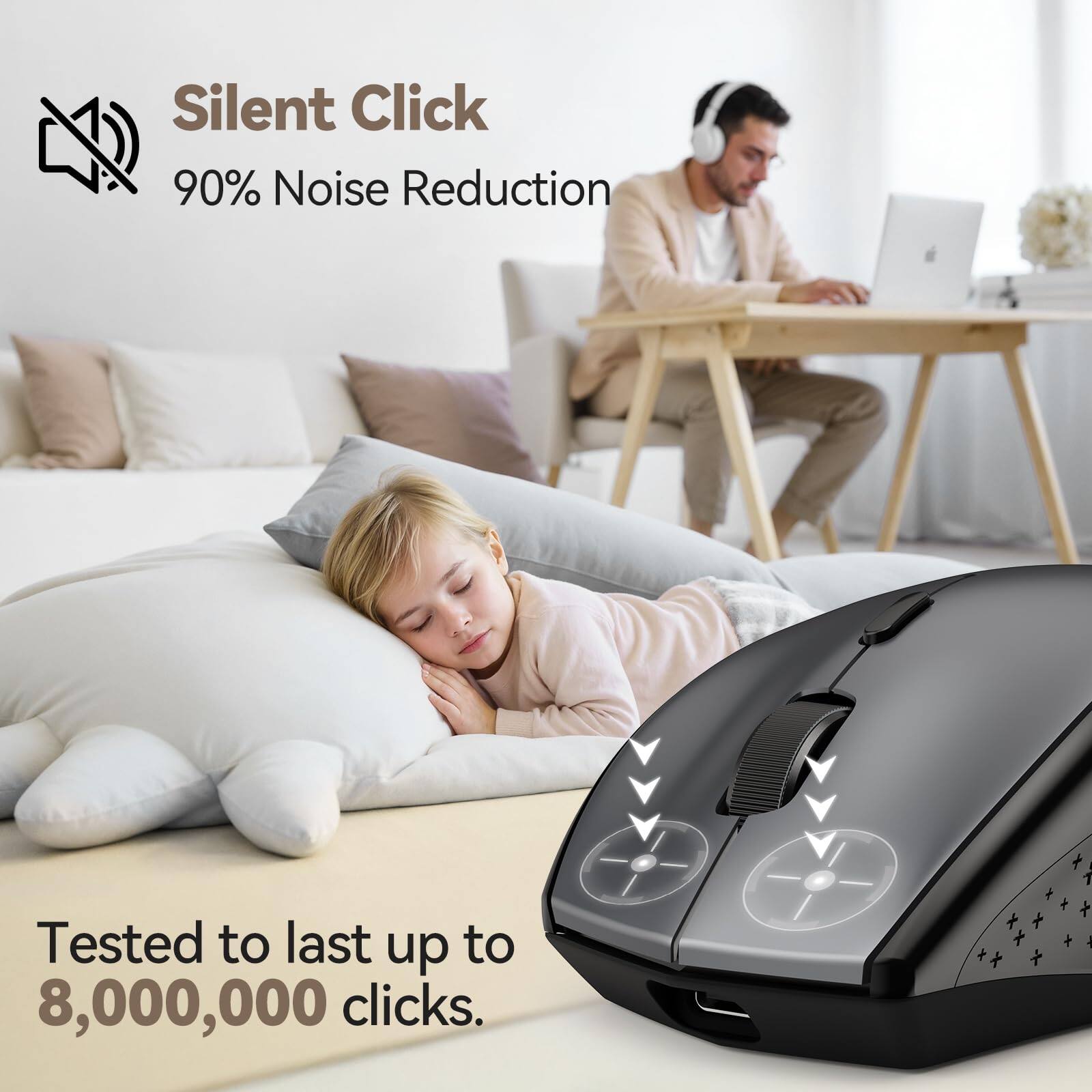 Silent Click  
90% Noise Reduction  

Tested to last up to 8,000,000 clicks.